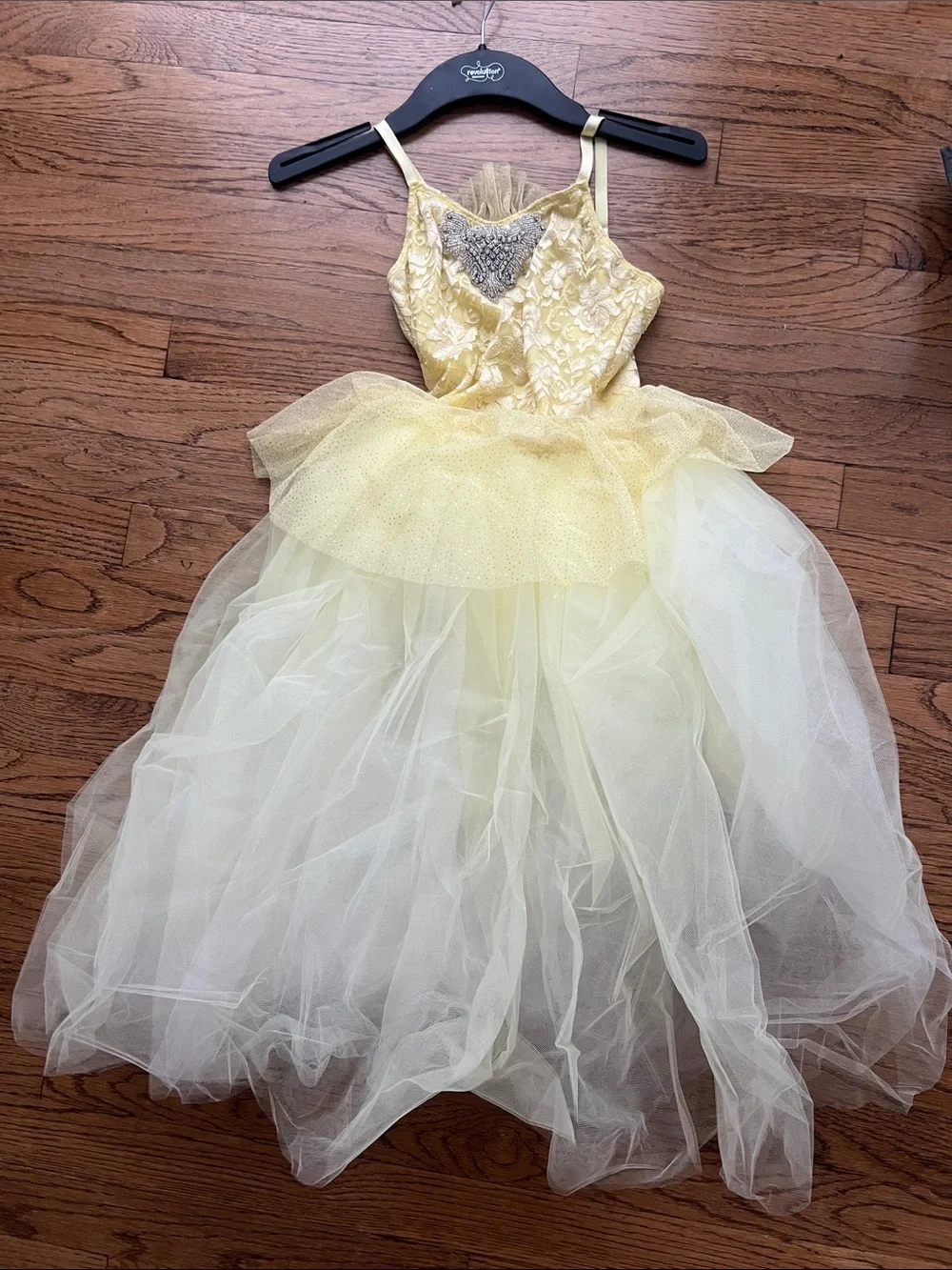 Revolution Yellow Tulle Dance Costume with Sparkle Bodice Child’s Size Large